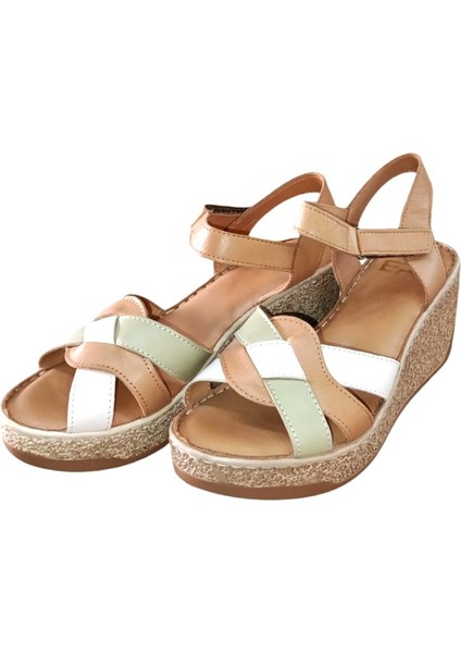 401 Kadın Deri Dolgu Topuklu Comfort Sandalet Taba modelleri