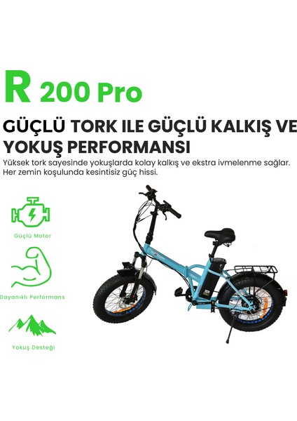 R-200 Pro Elektrikli Katlanabilir Bisiklet 13ah Shimano Altus Hidrolik Fren Şehir Bisikleti