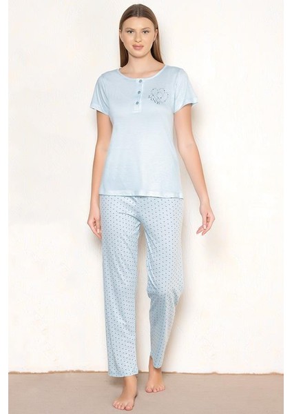 Kısa Kol Mevsimlik Pijama Takımı Viskon Alperi 780-22