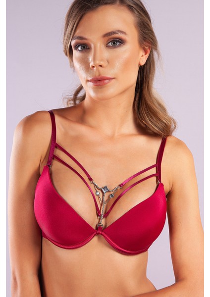 Gorbus Foam Cup Push Up Bra, Şarap Renk Konforlu ve Şık Sütyen