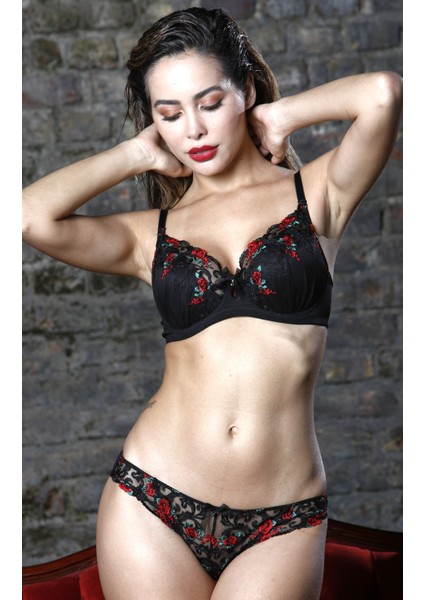 Grace Big Size Plunge Bra, Siyah Dantelli Konforlu ve Şık Sütyen