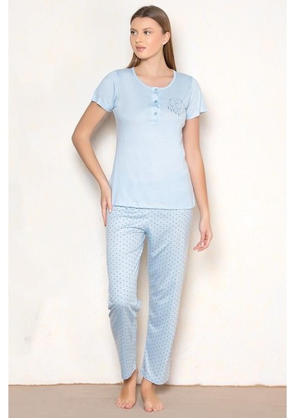 Kısa Kol Mevsimlik Pijama Takımı Viskon Alperi 780-22