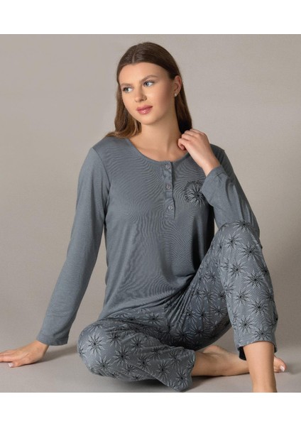 Uzun Kol Mevsimlik Pijama Takımı Viskon Alperi 790-35 fiyatları