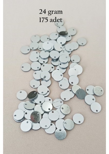 Oya Abiye Bileklik Kolye Pleksi Metalik Plastik Pul Gümüş Renk 24 Gram 255 Adet - BNC583
