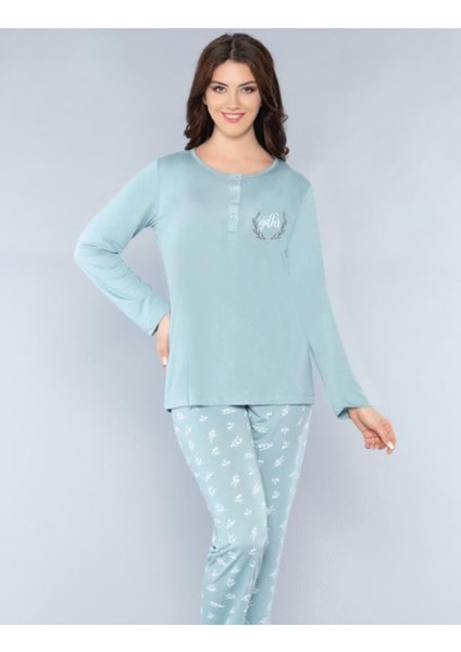 Uzun Kol Mevsimlik Pijama Takımı Viskon Alperi 790-31