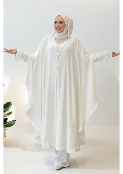 Tunik, Pantolon ve Abaya Üçlü Takım 8663 Ekru