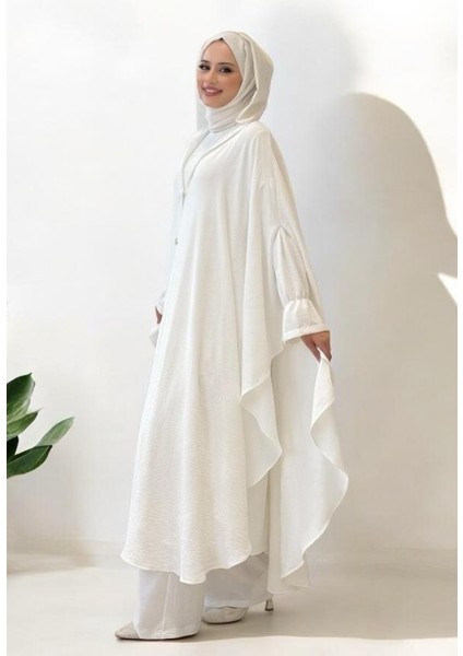 Tunik, Pantolon ve Abaya Üçlü Takım 8663 Ekru modelleri