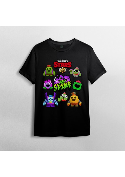 Brawl Stars Spike Unisex %100 Pamuklu Bisiklet Yaka T-Shirt