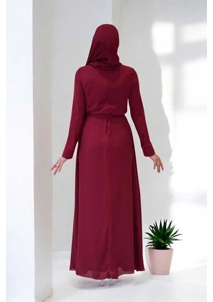 Taş Detaylı Şallı Elbise Takım 3953 Bordo fiyatları