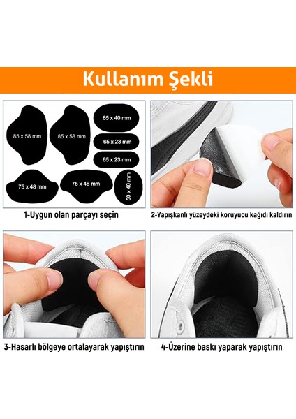 Suni Deri Ayakkabı Tamir Yaması Topuk Desteği Arkası Yapışkanlı 16 Adet Siyah fiyatları
