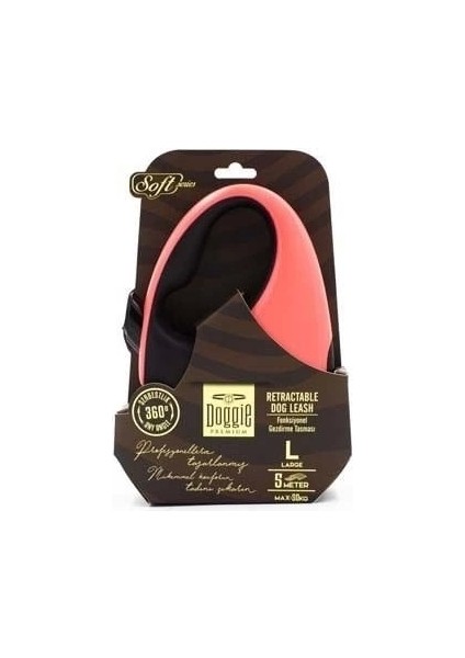 Doggie Soft Otomatik Köpek Uzatma Tasması Large Pembe 50 kg 5 mt