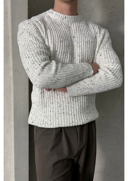 Erkek Fitilli Örme Oversize Kazak