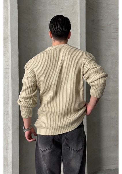 Erkek Fitilli Örme Oversize Kazak indirimleri