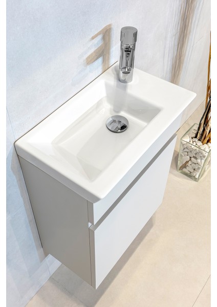 Fit Banyo Dolabı Seti (45 cm Mozambik Gri Aynalı Lavabolu Mdf) fiyatları