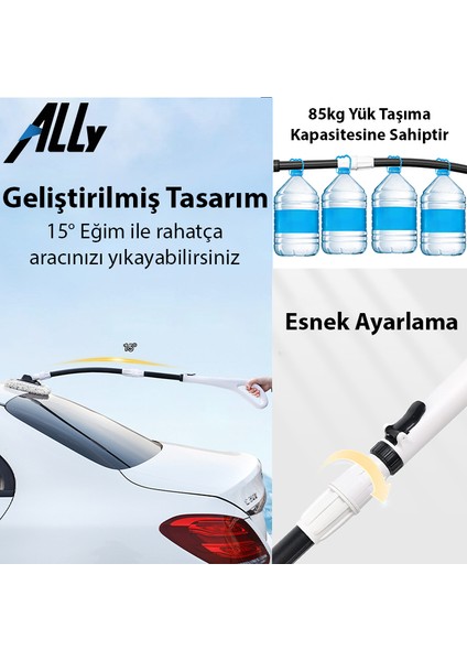 LS-443 Teleskopik Mikrofiber Araba Yıkama Fırçası Uzun Saplı Fırçası Oto Mopu