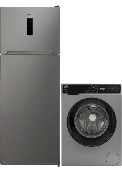 2'li Inoks Beyaz Eşya Seti (Cmı 97302 G Çamaşır + NF52122 Ex Buzdolabı)