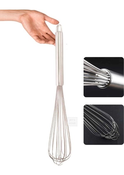 Sos Çırpma Teli Paslanmaz Yumurta Çırpıcı Çikolata Çırpıcı Krema Çırpıcı Çelik Saplı 35 cm
