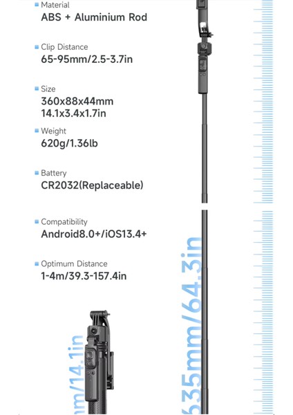 Yapay Zeka Destekli Hareketli Tripod Çubuğu Gimbal Akıllı Takip Özellikli fırsatları