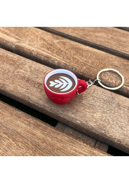 Latte Art Kahve Fincanı Anahtarlık Barista Aksesuarı Kahve Severler Hediye Sevgili Hediyesi