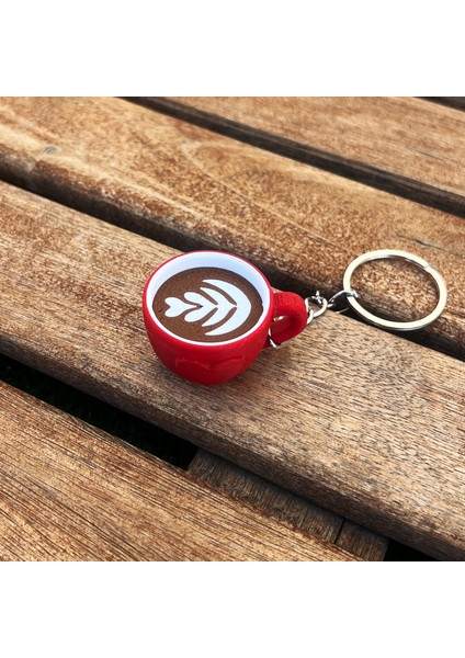 Latte Art Kahve Fincanı Anahtarlık Barista Aksesuarı Kahve Severler Hediye Sevgili Hediyesi