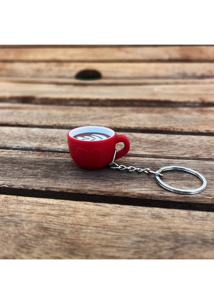 Latte Art Kahve Fincanı Anahtarlık Barista Aksesuarı Kahve Severler Hediye Sevgili Hediyesi