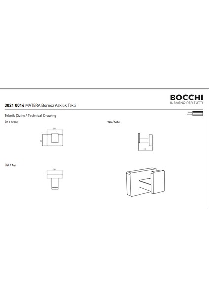 Bocchi Matera Bornoz Askılık Krom 3021-0014