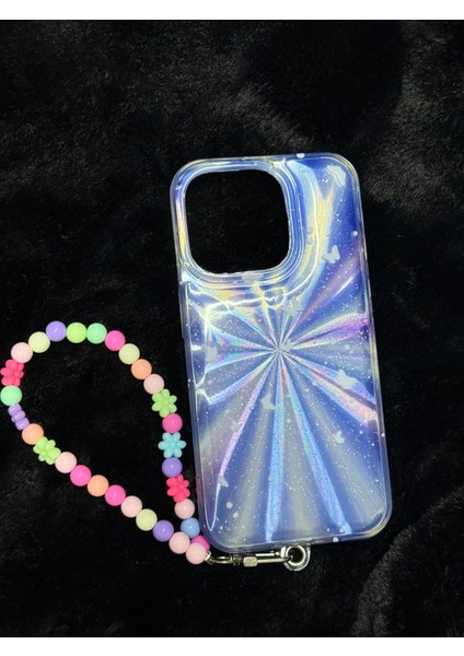 Tecno Camon 30 - Mor Holografik Boncuk Askılı Kelebek Desenli Telefon Kılıfı fiyatları