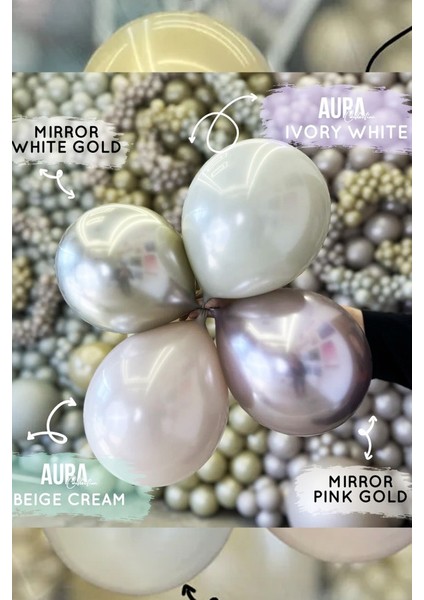 Aura Collection Beige Cream Balon (Bej Krem) - 12 Inç - 5 Adet