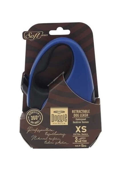 Doggie Soft Otomatik Köpek Uzatma Tasması Xsmall Royal Mavi 12 kg 3 mt