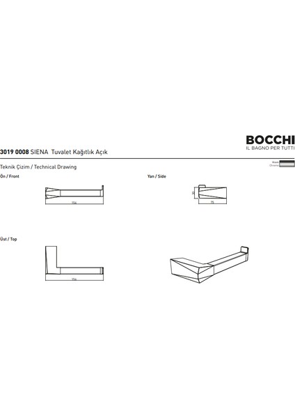 Bocchi Siena Tuvalet Kağıtlığı Açık Krom 3019-0008