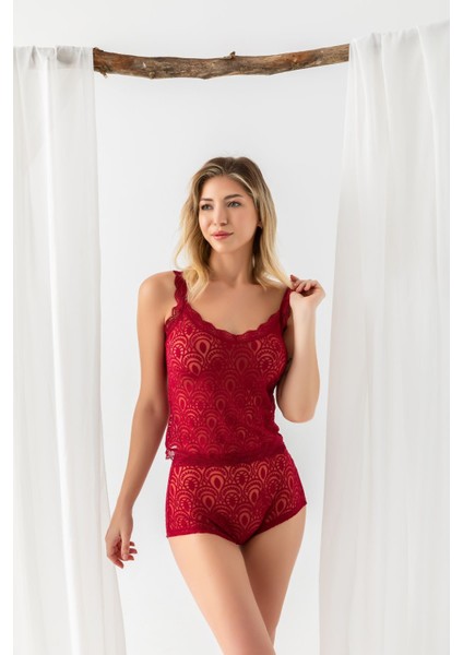 Devore Transparan Atlet, Boxer Takım Bordo (MGP31833)