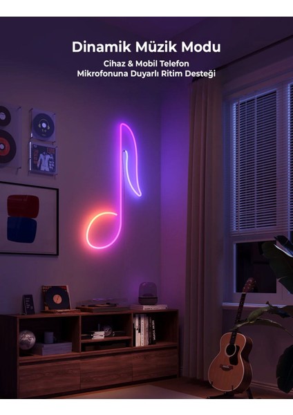 Televizyon ve Bilgisayar Arkası Sese Duyarlı Animasyonlu Rgb Kumandalı 5 Metre Neon Şerit Hortum LED USB ve App Uyumlu