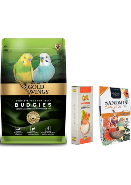 3 Lü Avantaj Paketi Gold Wings Muhabbet Yemi, Quik Kalamar Kemiği, Nature Plan Kuş Kumu
