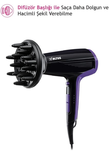 Al 705 M 2100 Watt Difüzör Başlıklı Iyonik Saç Kurutma Makinesi