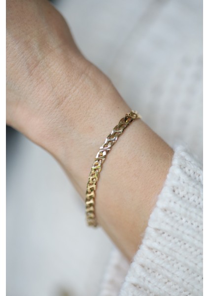 14 Ayar Altın Çapraz Gurmet Zincir Bileklik fırsatları