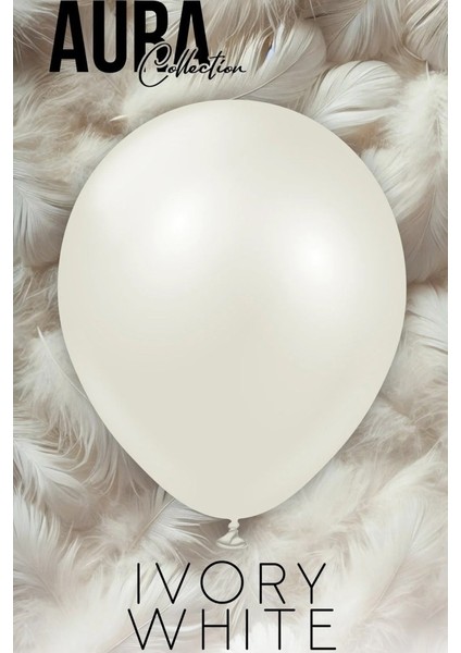 Aura Collection Ivory White Balon (Fildişi Beyazı) - 12 Inç - 5 Adet