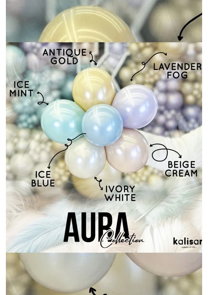 Aura Collection Ice Blue Balon (Buz Mavisi) - 12 Inç - 10 Adet