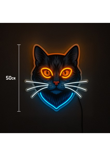 Uv Baskılı Neon LED Kedi Dekor | Duvar Dekorasyonu