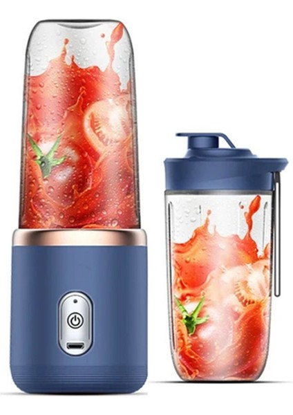 Taşınabilir Çok Işlevli Meyve Suyu Mikseri ve Kahve Köpürtücü Smoothie Akıllı Mutfak Robotu Mavi