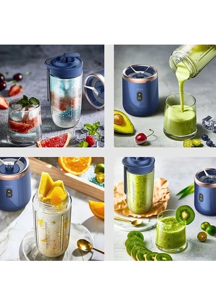 Taşınabilir Çok Işlevli Meyve Suyu Mikseri ve Kahve Köpürtücü Smoothie Akıllı Mutfak Robotu Mavi