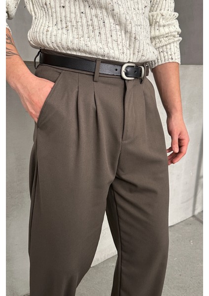 Erkek Pileli Baggy Kalıp Kumaş Pantolon