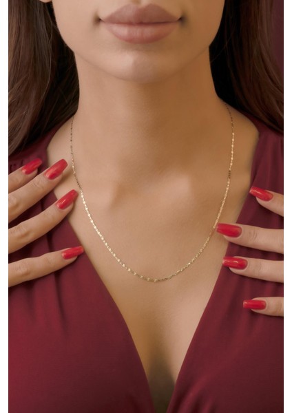 14 Ayar Altın Aynalı Kalem Valentino Zincir Kolye indirimleri