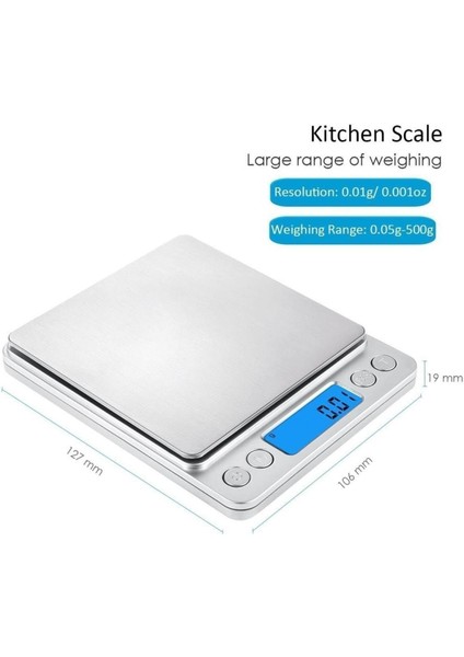 Hassas Terazi Professional LCD Ekran Mutfak ve Kuyumcu Epoksi Terazi Tartı - 500 Gr./0.01 Gr.