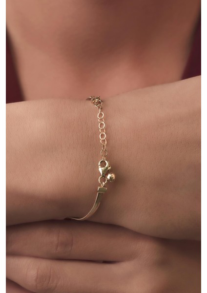 14 Ayar Altın Taşlı Şans Yoncası ve Göz Detaylı Italyan Balıksırtı Bileklik modelleri