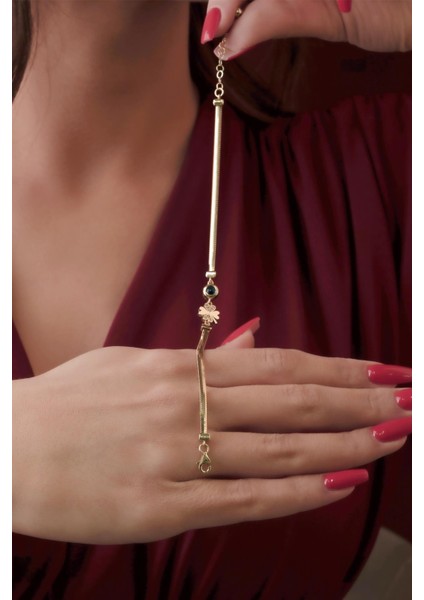 14 Ayar Altın Taşlı Şans Yoncası ve Göz Detaylı Italyan Balıksırtı Bileklik fırsatları