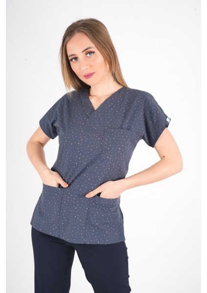 Bronz Yıldız Desenli Doktor Hemşire Hastane Aşçı Scrubs Tek Üst Üniforması fiyatları