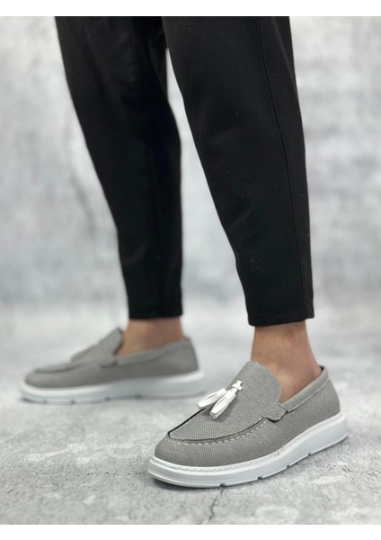 BA0005 Bağcıksız Yüksek Taban Klasik Keten Füme Püsküllü Erkek Ayakkabı fiyatları