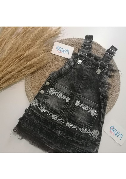 Askılı Gri Denim Elbise 5 Yaş modelleri