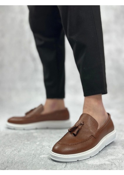 BA0005 Bağcıksız Yüksek Taban Klasik Püsküllü Taba Cilt Corcik Erkek Ayakkabı modelleri