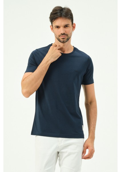 Lacivert Casual Sıfır Yaka Büyük Beden Bıg Sıze Erkek Tişört